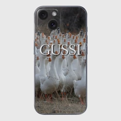 Чехол для iPhone 15 силиконовый с защитой камеры Стая гусей - Gussi