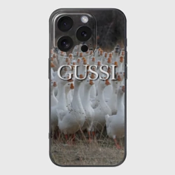 Чехол для iPhone 16 Pro силиконовый с защитой камеры Стая гусей - Gussi