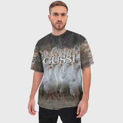 Мужская футболка oversize 3D Стая гусей - Gussi - фото 2