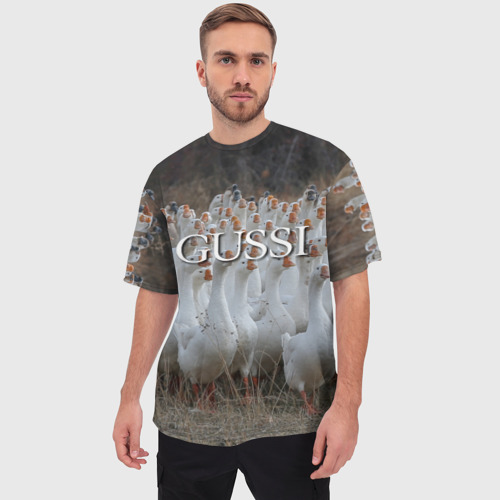 Мужская футболка oversize 3D Стая гусей - Gussi, цвет 3D печать - фото 3