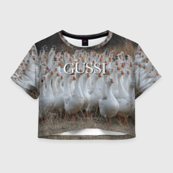 Женская футболка Crop-top 3D Стая гусей - Gussi
