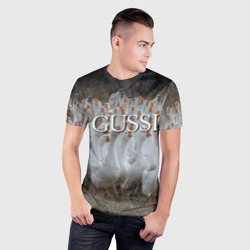 Мужская футболка 3D Slim Стая гусей - Gussi - фото 2