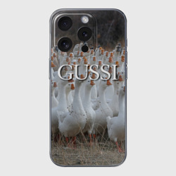 Чехол для iPhone 15 Pro силиконовый с защитой камеры Стая гусей - Gussi