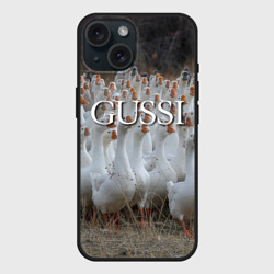 Чехол силиконовый для Apple iPhone 15 матовый Стая гусей - Gussi