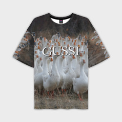 Мужская футболка oversize 3D Стая гусей - Gussi