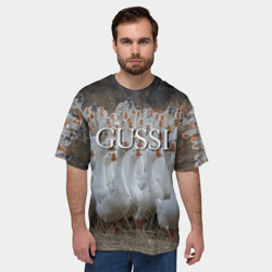 Мужская футболка oversize 3D Стая гусей - Gussi - фото 2