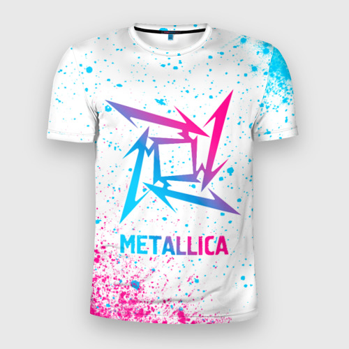 Мужская футболка 3D Slim Metallica neon gradient style, цвет 3D печать