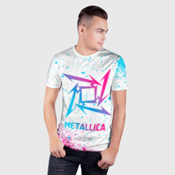 Мужская футболка 3D Slim Metallica neon gradient style - фото 2
