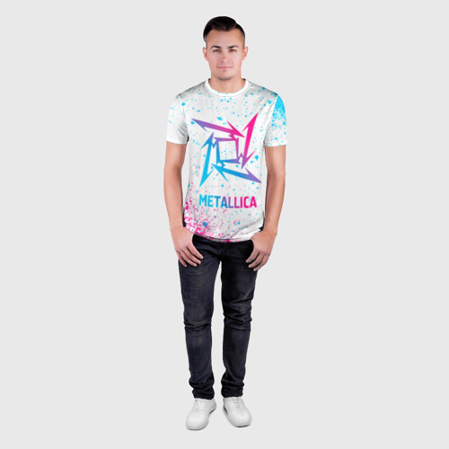 Мужская футболка 3D Slim Metallica neon gradient style, цвет 3D печать - фото 4