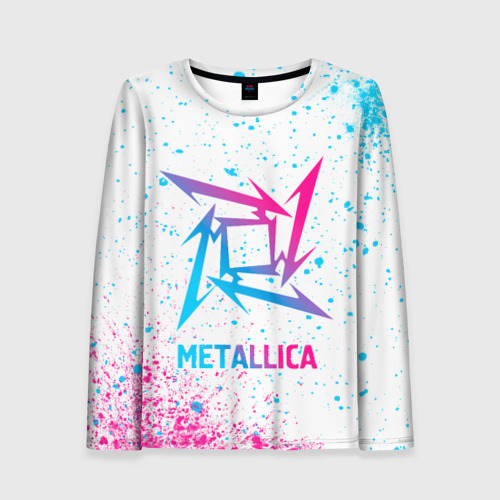 Женский лонгслив 3D Metallica neon gradient style, цвет 3D печать