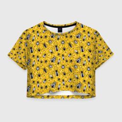 Женская футболка Crop-top 3D Насекомые и полоски