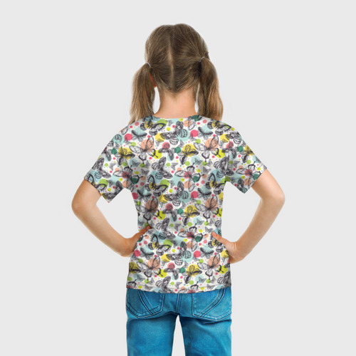 Детская футболка 3D Бабочки и акварель, цвет 3D печать - фото 6