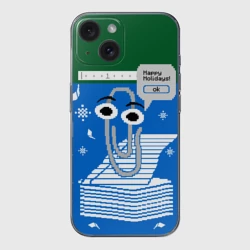 Чехол для iPhone 15 силиконовый с защитой камеры Уродливый свитер со скрепкой праздничный