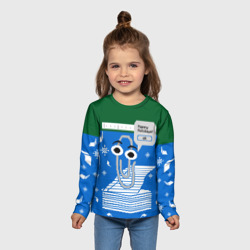 Детский лонгслив 3D Уродливый свитер со скрепкой праздничный - фото 2