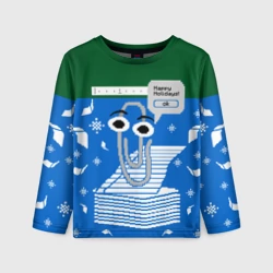 Детский лонгслив 3D Уродливый свитер со скрепкой праздничный