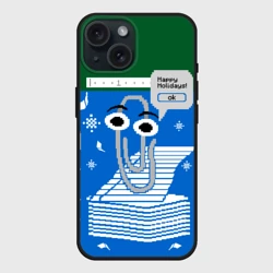 Чехол силиконовый для Apple iPhone 15 матовый Уродливый свитер со скрепкой праздничный