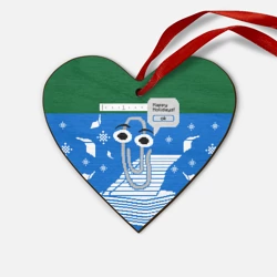 Деревянная игрушка Сердце Уродливый свитер со скрепкой праздничный