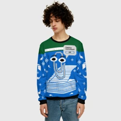 Мужской свитшот 3D Уродливый свитер со скрепкой праздничный - фото 2