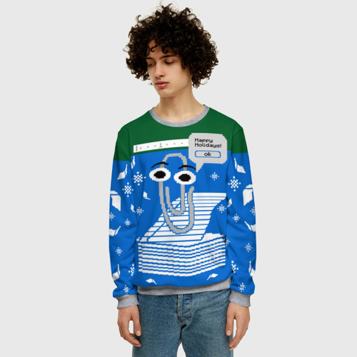 Мужской свитшот 3D Уродливый свитер, цвет меланж - фото 3