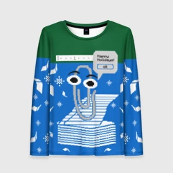 Женский лонгслив 3D Уродливый свитер со скрепкой праздничный