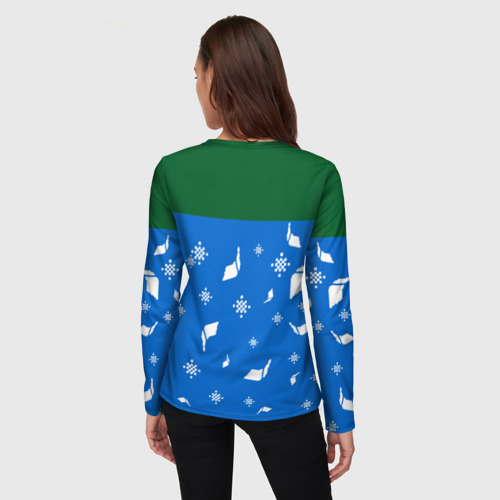 Женский лонгслив 3D с принтом Уродливый свитер, вид сзади #2