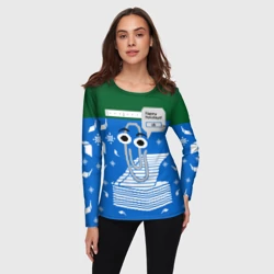 Женский лонгслив 3D Уродливый свитер со скрепкой праздничный - фото 2