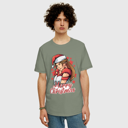 Мужская футболка хлопок Oversize с принтом Снегурочка, фото на моделе #1
