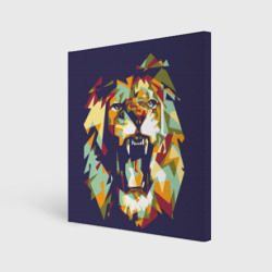 Холст квадратный Голова рычащего льва