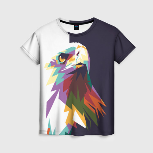 Женская футболка 3D с принтом Орел-птица гордая, вид спереди #2