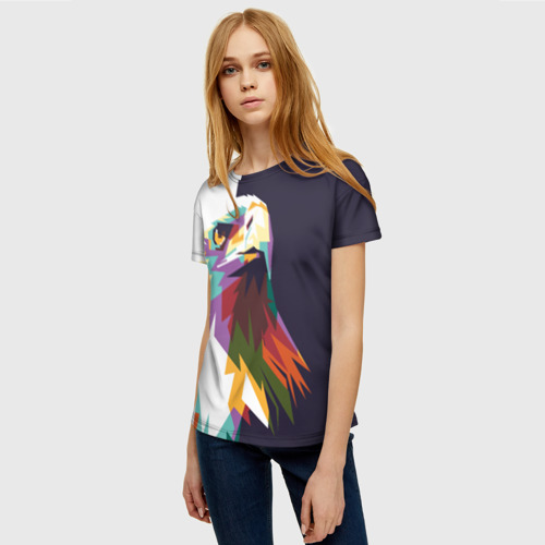 Женская футболка 3D с принтом Орел-птица гордая, фото на моделе #1