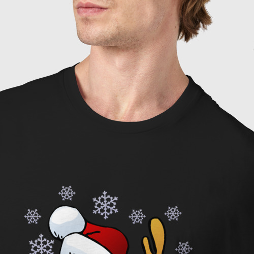 Мужская футболка хлопок Санта и олень, цвет черный - фото 6