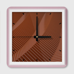 Абстрактные белые линии на коричневом паттерне – Настенные часы квадратные с принтом купить