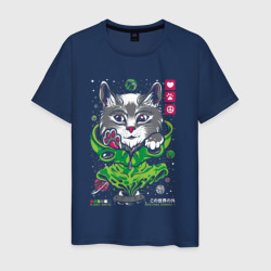 Кот в тарелке – Мужская футболка хлопок с принтом купить со скидкой в -20%