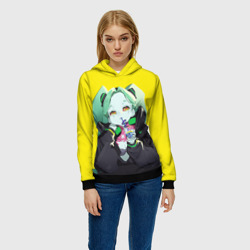 Женская толстовка 3D Ребекка пьет коктель - Cyberpunk - фото 2