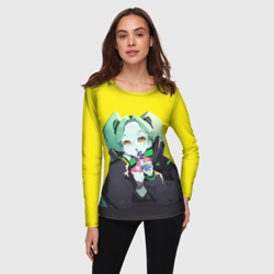 Женский лонгслив 3D Ребекка пьет коктель - Cyberpunk - фото 2