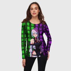 Женский лонгслив 3D Люси и неоновые иероглифы - фото 2
