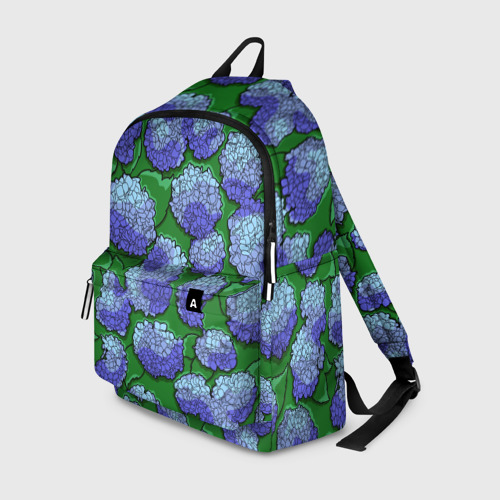 Рюкзак 3D с принтом Цветущая гортензия: яркий паттерн, вид спереди #2