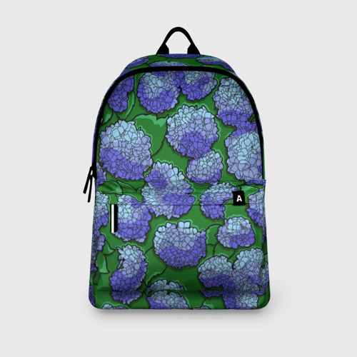 Рюкзак 3D с принтом Цветущая гортензия: яркий паттерн, вид сбоку #3