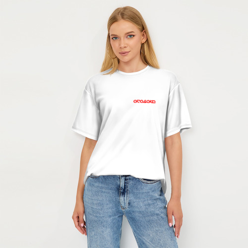Женская футболка oversize 3D Форма арасаки - белый, цвет 3D печать - фото 5