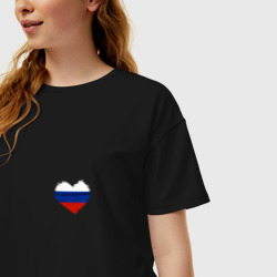 Женская футболка хлопок Oversize Россия всегда в сердце - фото 2
