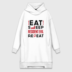 Платье-худи хлопок Надпись: eat sleep Resident Evil repeat