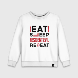 Детский свитшот хлопок Надпись: eat sleep Resident Evil repeat