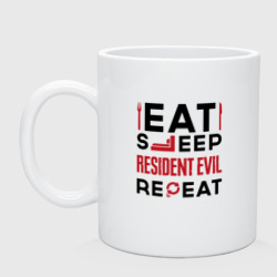 Надпись: eat sleep Resident Evil repeat – Кружка керамическая с принтом купить
