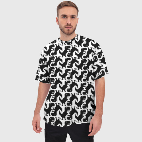 Мужская футболка oversize 3D Динозаврик - пиксельный паттерн, цвет 3D печать - фото 3