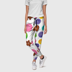Женские брюки 3D Разноцветные пуговицы - паттерн - фото 2