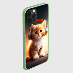 Чехол для iPhone 12 Pro Милый рыжий котёнок в наушниках - фото 2