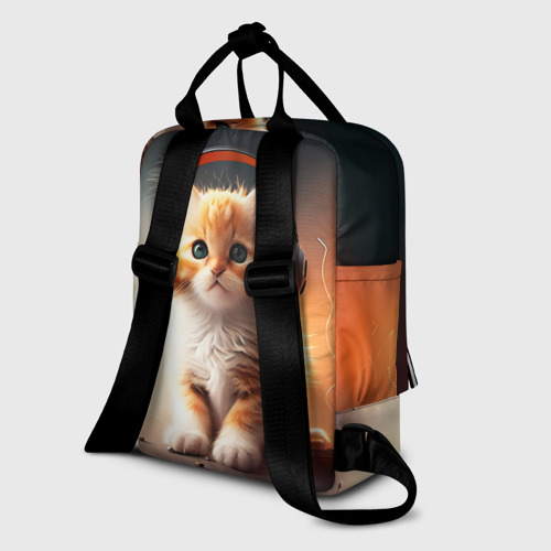 Женский рюкзак 3D Милый рыжий котёнок в наушниках - фото 5