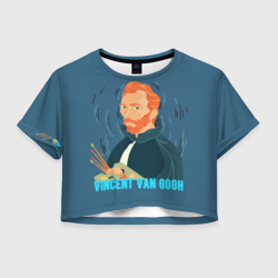 Женская футболка Crop-top 3D Винсент Ван Гог с палитрой