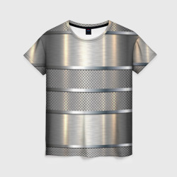 Женская футболка 3D Металлические полосы - текстура алюминия
