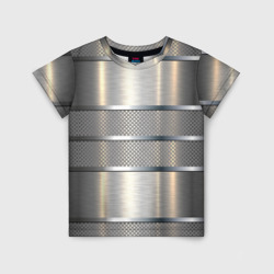 Детская футболка 3D Металлические полосы - текстура алюминия